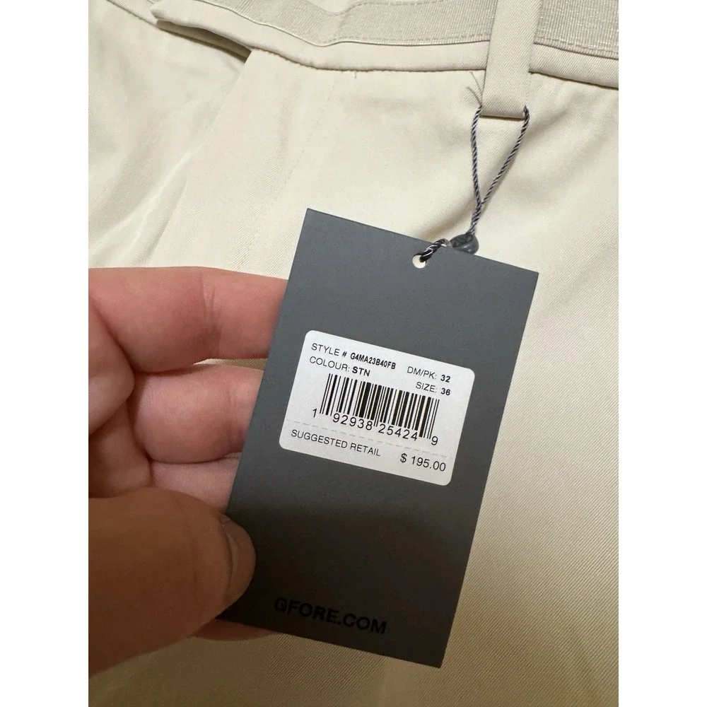 G/FORE G4 Straight Leg Cream Stone Golf Pants Men's Size 36x32 Khaki NEW NWT - Picture 4 of 9